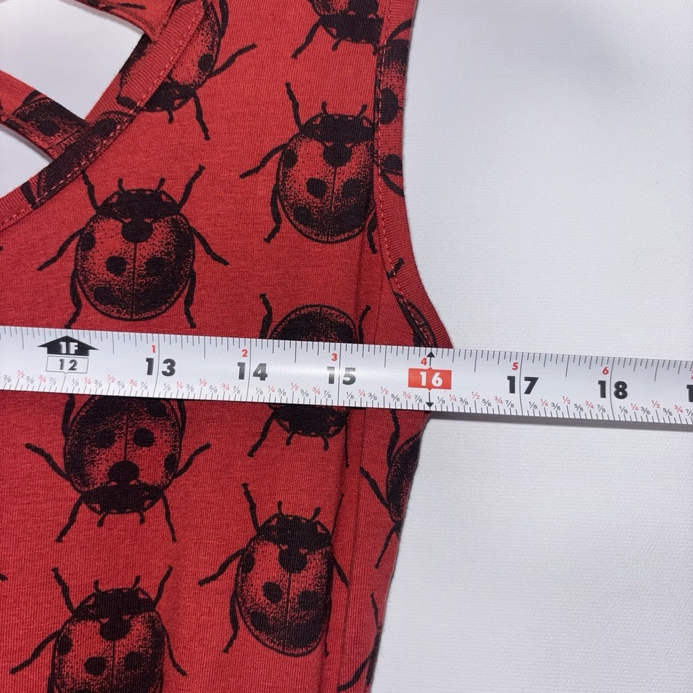 Effie's Heart Red Ladybug Print Crisscross Back Skater Dress Size Small - Picture 4 of 7